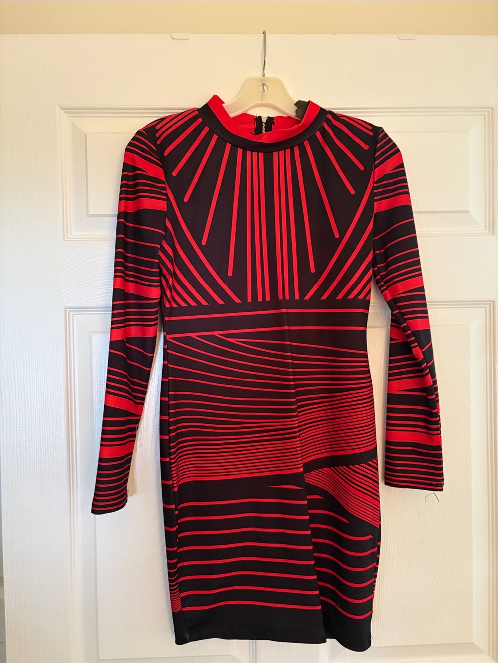 Women’s Red & Black Long Sleeve Bodycon Dress